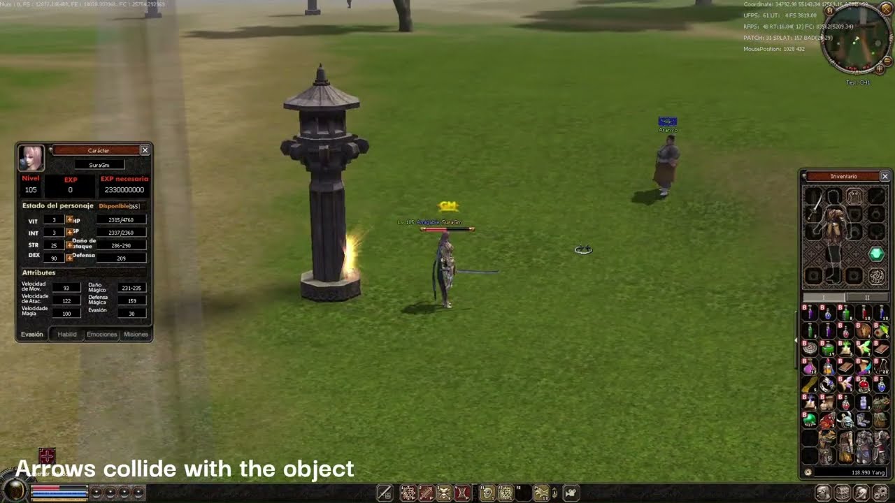 New arrow mechanics for ninjas in Metin2: dodging and collision system