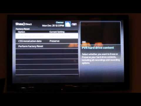 Shaw Direct 600 605 630 Receiver Factory Reset