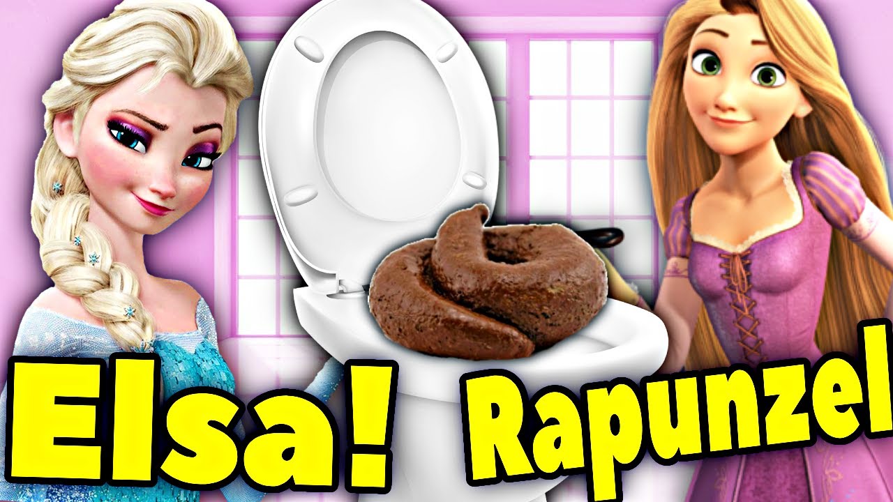 Elsa Frozen 2 And Rapunzel POOPING in the Toilet. Princess Elsa Frozen
