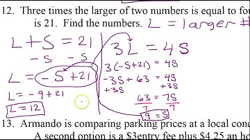 Day 1 HW (10 to 14) Solving Word Problems with Systems of Linear Equations