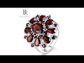 Bague ringen top brand dark red ruby gemstone flower shape wedding ring silver 925 jewelry rings for
