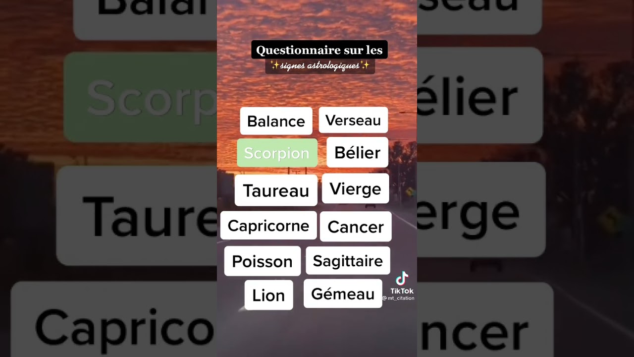 questionnaire sur les signe astrologique!!!!! - YouTube