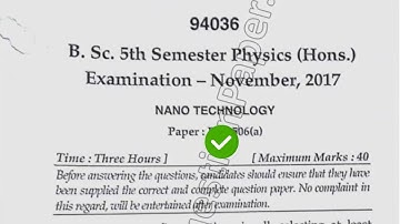 2017 Mdu BSc Physics Hons 5th Sem Nano Technology Question Paper