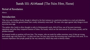 Surah Al Masad ( The Palm Fiber ,  Flame ) with English Translation