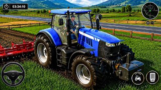 🚜 Powerful Blue Tractor Farming Adventure! Heavy Cultivator Work | Android Gameplay screenshot 3