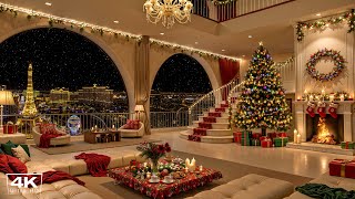 Cozy Christmas Night in Luxury Las Vegas Apartment 🎄 Christmas Jazz Music & Fireplace Sounds