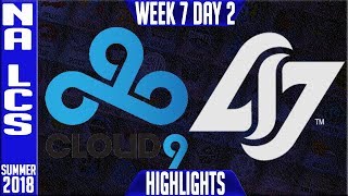 C9 vs CLG Highlights | NA LCS Summer 2018 Week 7 Day 2 | Cloud9 vs CLG