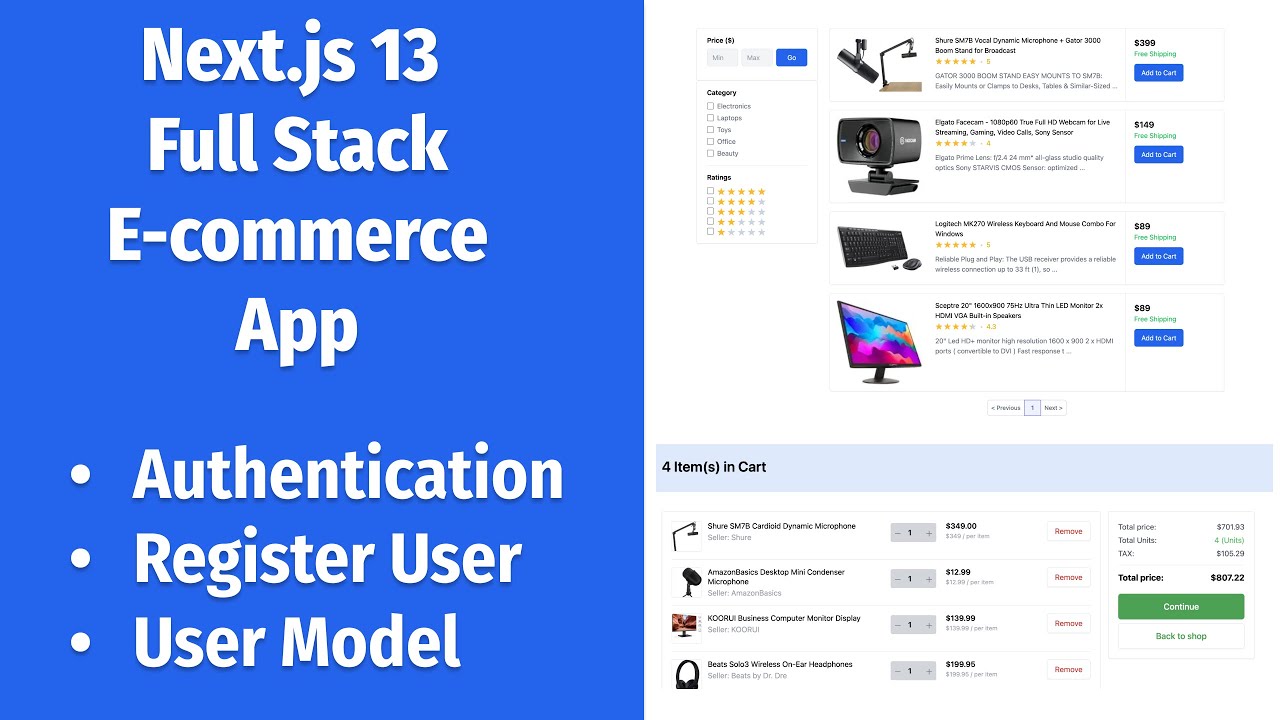 Next.js 13 Full Stack E-commerce App #9 | Authentication, Register User ...