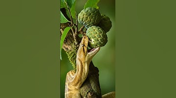 Golden Python’s Real Bite on Custard Apple |   8K #computergraphics #particleillusion #imagecompress