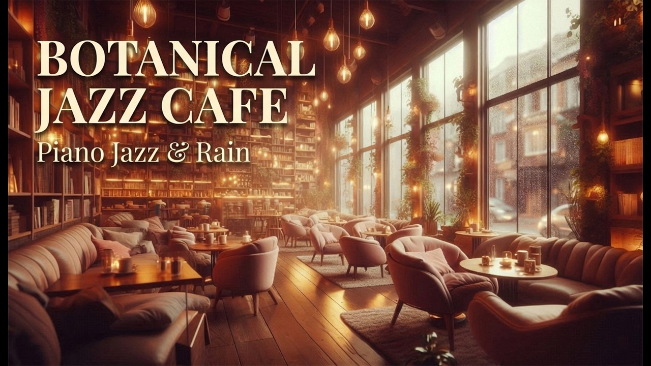 Botanical Jazz Café 🌿 Relaxing Piano Jazz & Rain Sounds for Deep Focus