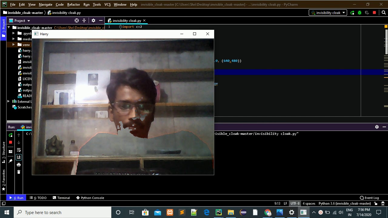 Invisible cloak from harry potter using python - YouTube
