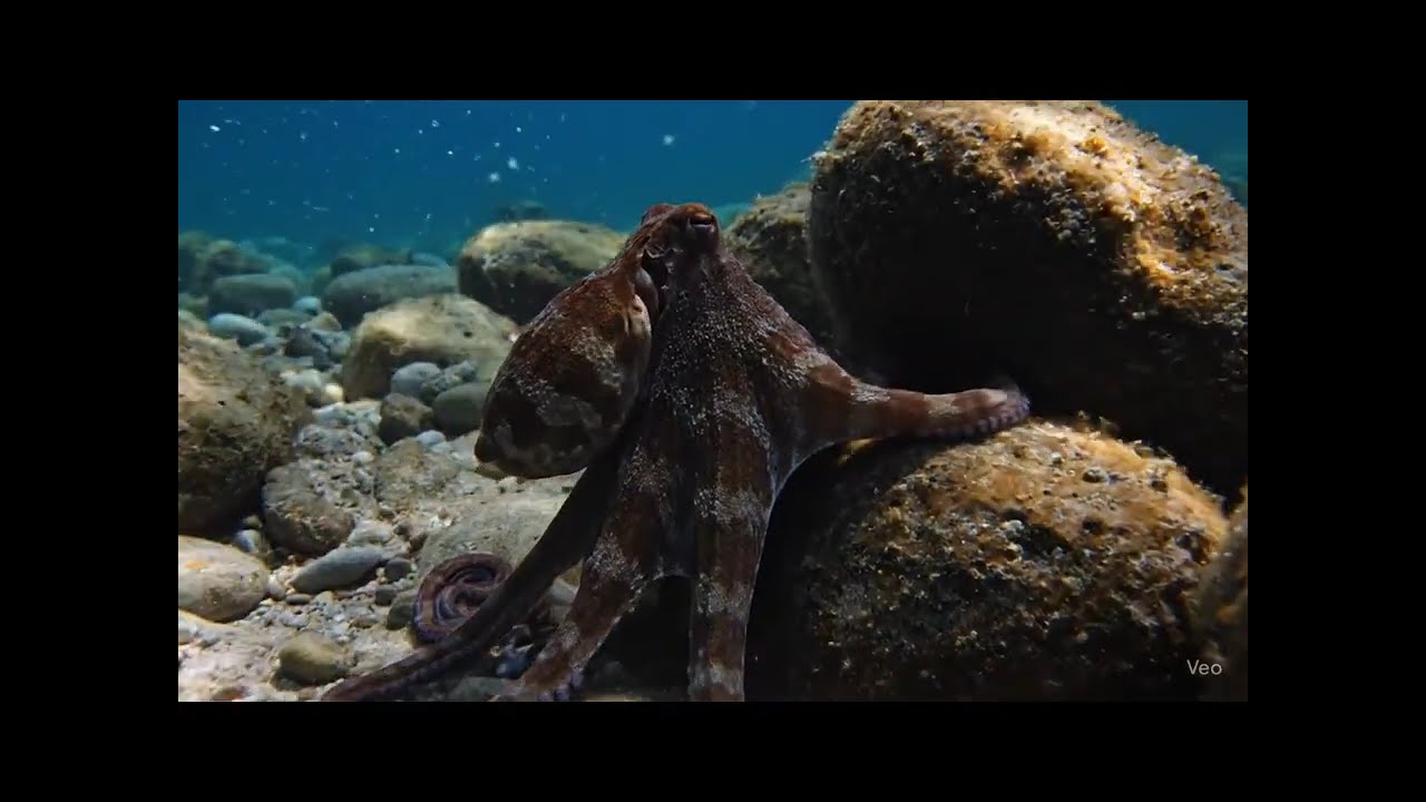 Giant Wild Octopus Hunting Prey Mediterranean Sea 
