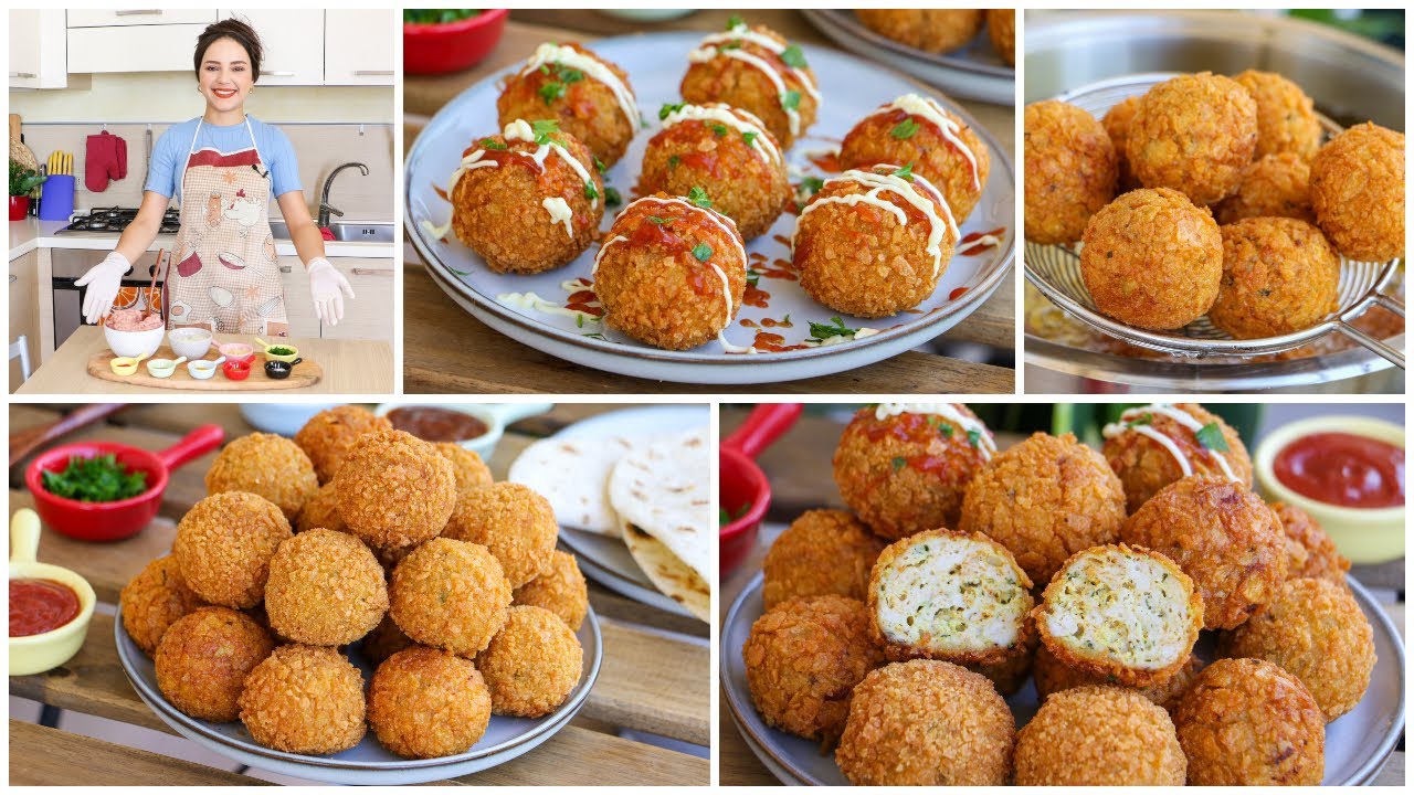 معشوقة الصغار والكبار❤️كرات الدجاج المقرمشة سريعة التحضير مع سر لونها الذهبي وقرمشتها😋Chicken balls