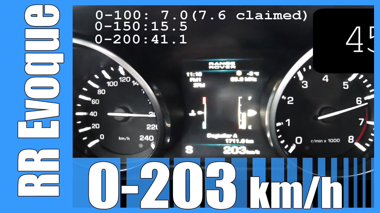 Range Rover Evoque Acceleration 2.0 Si4 240 HP 0-203 km/h GREAT!  Beschleunigung - YouTube