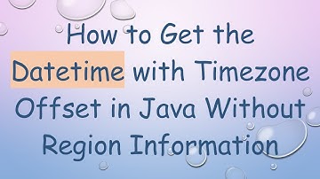 How to Get the Datetime with Timezone Offset in Java Without Region Information