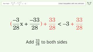 x47x74 Less Than 3  Solve Linear Inequalities With One Unknown