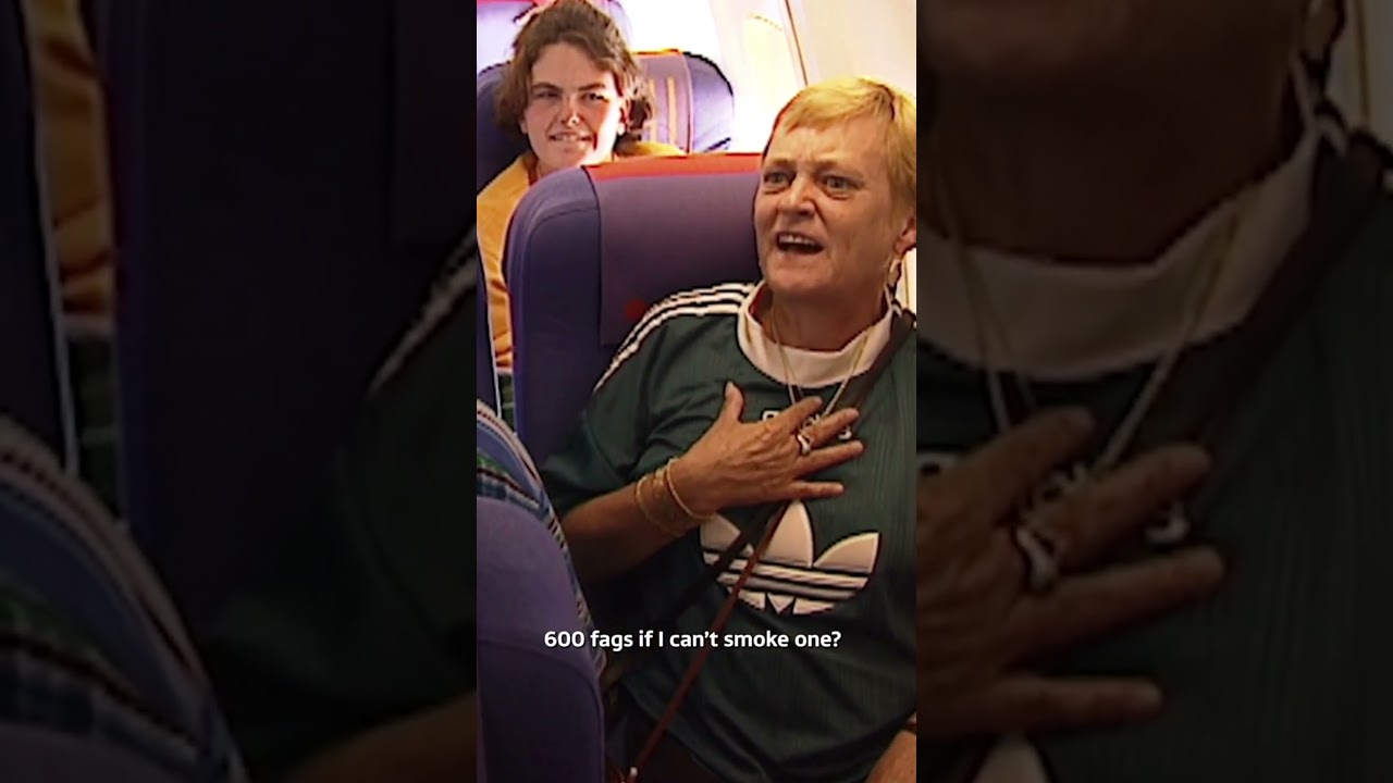 A woman argues with the crew on why she can't smoke her cigs on a plane!