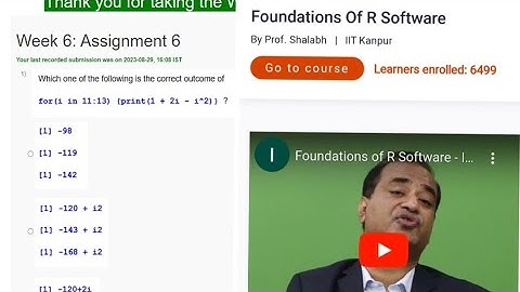 Foundation of R Software Week 6 Assignment Answers || Assignment 6 ||NPTEL || July 2023