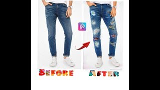 How to : Distressed denim jeans easy tutorial || pics art|| screenshot 4