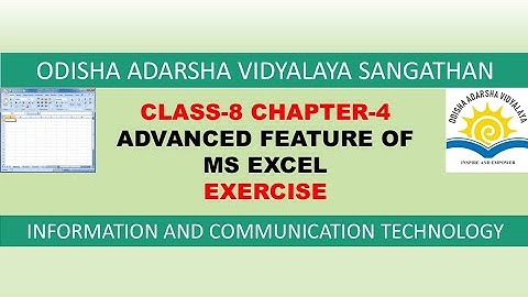 OAVS | Class 8 | Computer (ICT) | Chapter-4 | Advanced Feature  of MS Excel | Fully Solved