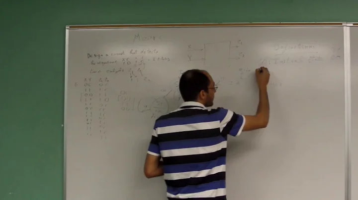 Moore and Mealy machines: Solving a complete example with 2 inputs and 2 outputs