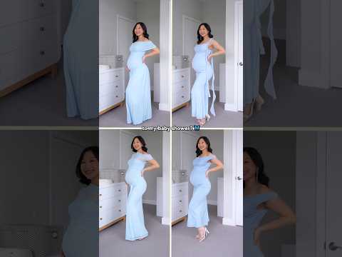 1️⃣-4️⃣: which dress should I wear?? 🦋🩵✨ #babyshowerdress #bumpstyle #pregnantfashion #maternity