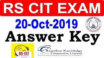RSCIT Answer Key 20 October 2019 | RKCL RSCIT Exam
