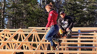 Shes a Brave Girl Now! | Installing Roof Strapping for Metal Roof on our Off Grid Cabin