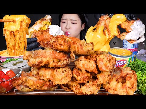 ASMR MUKBANG | 내장 꽉 찬 🦀 바삭꼬소 소프트쉘크랩 튀김 &amp; 까르보불닭 먹방 Super Crispy Soft Shell Crab ☆ Cheesy Carbo Buldak