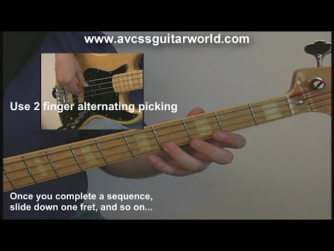 Bass Guitar Lessons, Basic Picking Exercise, Example #3, 3 Note Picking Exercise