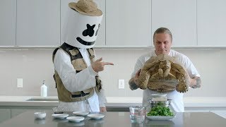 A Python, A Tortoise, & Brian Barczyk Cook Blackened Tofu with Quinoa | Cooking with Marshmello