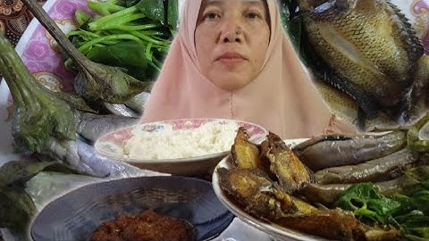 MUKBANG TERONG REBUS DAUN UBI JALAR REBUS IKAN GORENG KEPAR SAMBEL TERASI