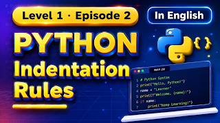 Learn Python in English | Level 1 Ep. 2 | Indentation Rules | Easy Explanation | #python #english