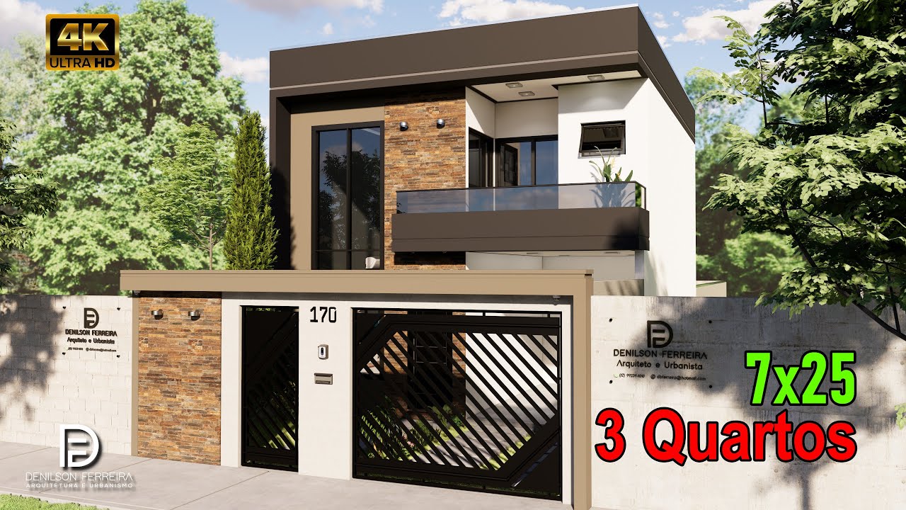 🏡 Projeto Incrível de Sobrado com 3 Quartos | Terreno 7x25