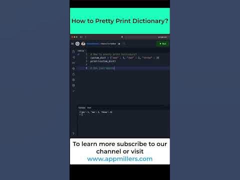 How to pretty print Dictionary in Python? - YouTube