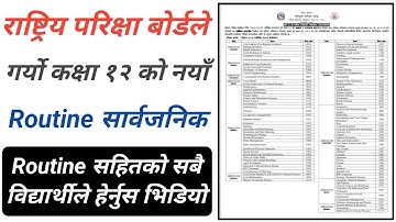 NEB Grade 12 Board Exam Routine 2081 | Class 12 Exam Routine 2081 | Class 12 Exam Routine 2082