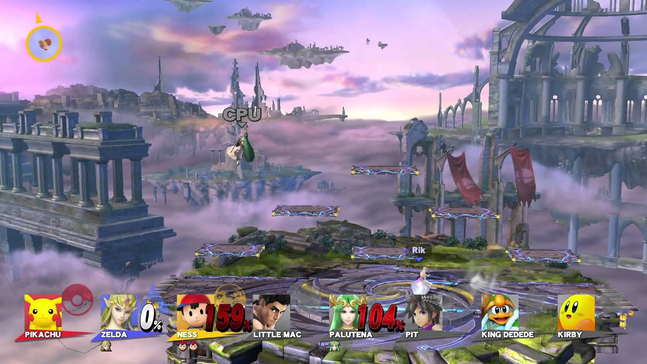 Super Smash Bros. U - Our first 8 Player Battle (Pikachu, Zelda, Ness)