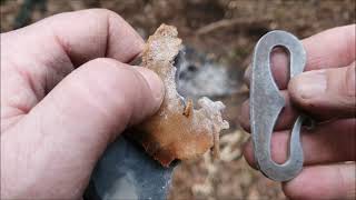 Flint and steel fire with untreated hors hoof fungus (amadou)