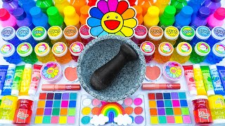Satisfying Video How to Make Rainbow Flower Slime Mixing Makeup Cosmetics into Clear Slime ASMR