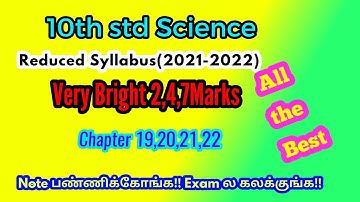 10th SCIENCE IMPORTANT 2,4,7 MARKS | Ch19-22l Reduced Syllabus 2021-22 | Tamil Nadu Syllabus