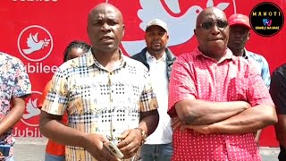 Dr Fred Matiangi karibu Nakuru: MP Arama's brigade, Jubilee officials at the meeting venue