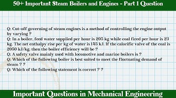 MCQ Questions Steam Boilers and Engines - Part 1 with Answers