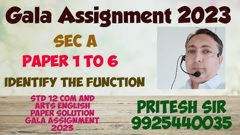 Std 12 English Paper Solution Gala Assignment 2023/ Identify the function/Std 12 grammar functions