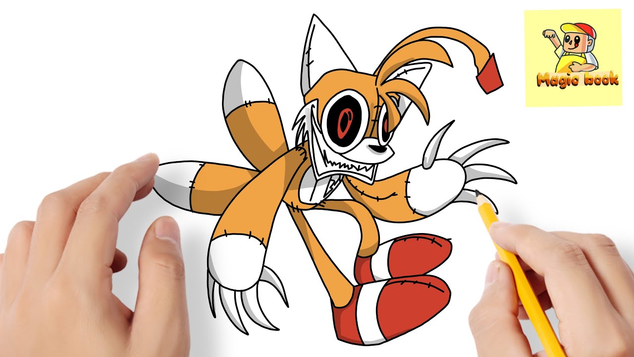 HOW TO DRAW TAILS EXE  Friday Night Funkin (FNF) - Easy Step By Step  Tutorial For Beginners 