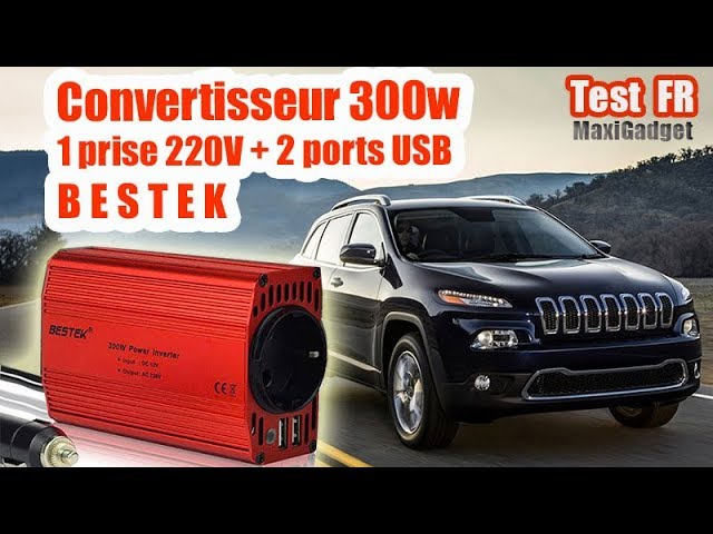 BESTEK Convertisseur Onduleur Métal 300W 12V 220V à 240V Chargeur Allume- Cigare Transformateur de Courant avec 1 Prise Française et 2 Ports USB pour  Voiture Camion - Rouge : : High-Tech