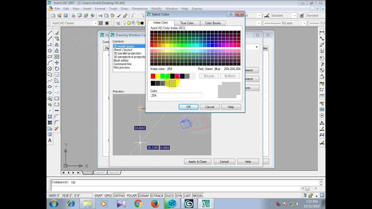 how to change background color in autocad 2007 Bangla Tutorials Part 3 -  YouTube