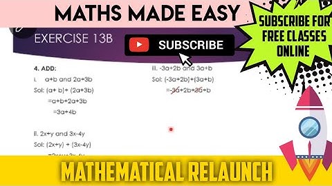 FUNDAMENTAL CONCEPTS EXERCISE-13B PART 4/ICSE MATHS ||7 CLASS MATHS||Addition of ALGRBRIC EXPRESSION