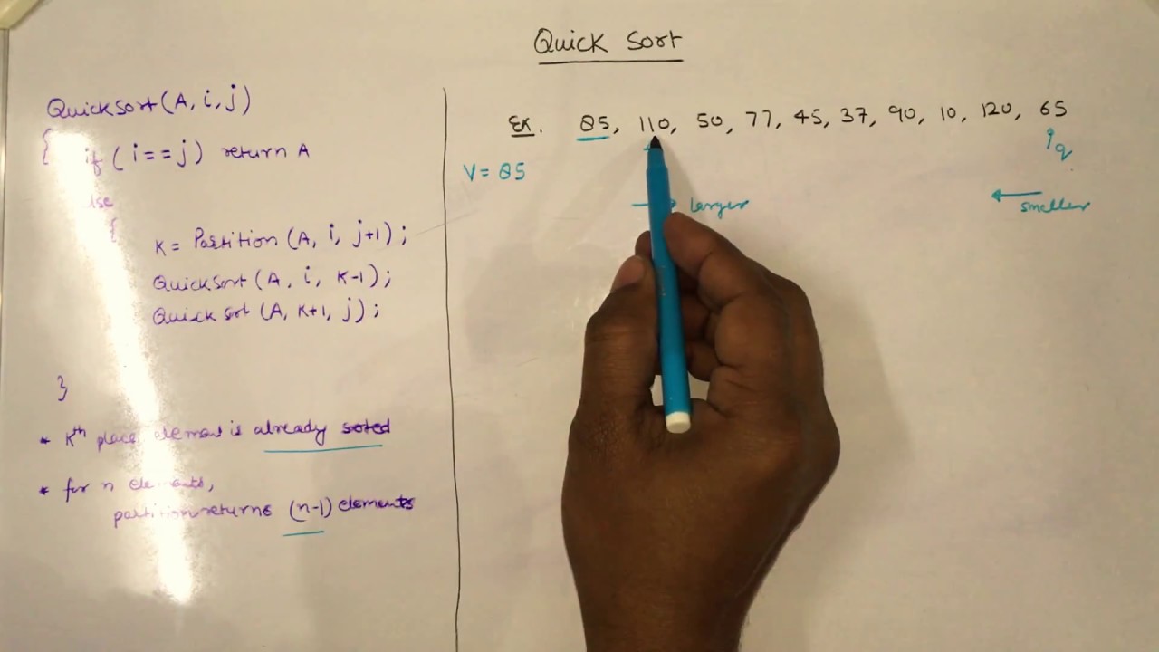 Quick Sort Algorithm with Example - Part 1 - YouTube