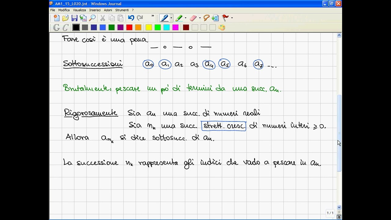 020 Sottosuccessioni e loro limiti. La non esistenza di limiti di funzioni e successioni.