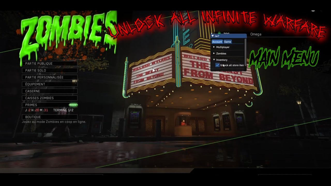 FREE : MAIN MENU : Unlock ALL, Game Option : INFINITE WARFARE